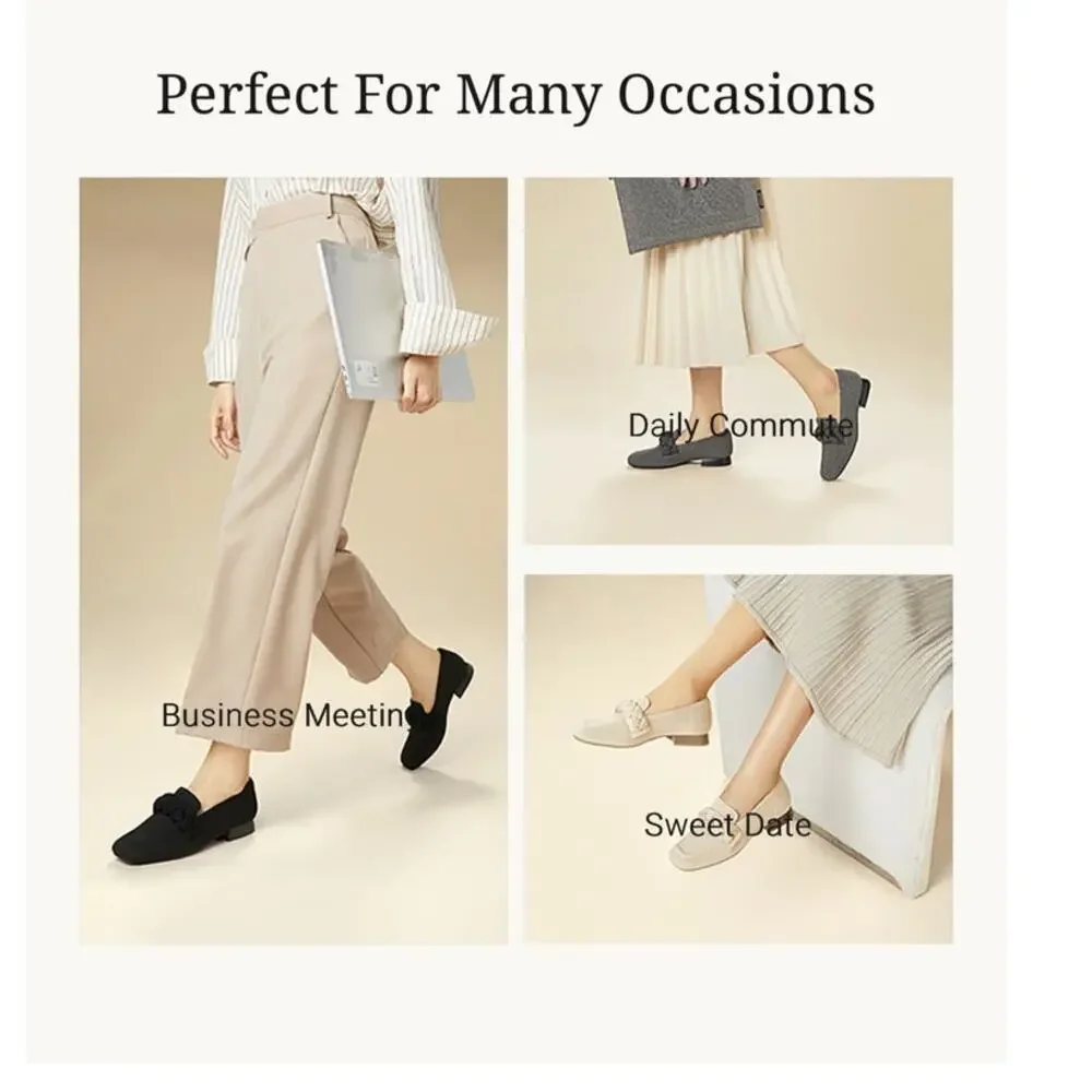 Vivaia Square-Toe Knot Loafers Caitlin 2.0 Almond Sz 41.5 Minimalist Careerwear